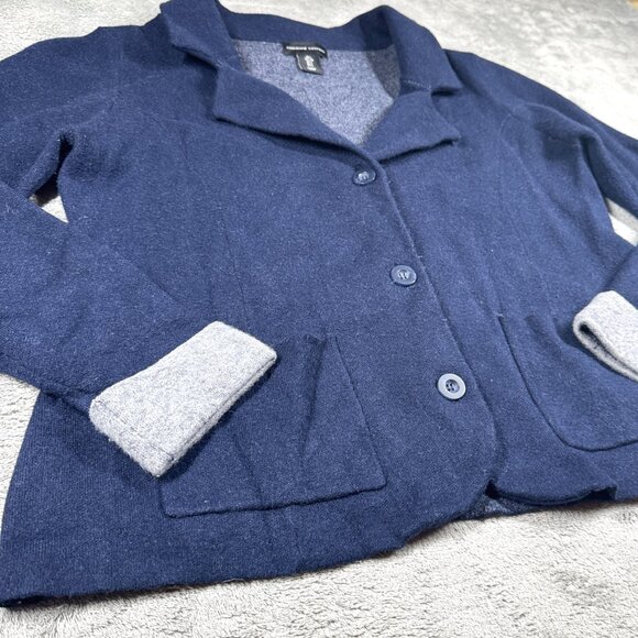 Adrienne Vittadini Navy Knit Blazer Cardigan Women’s Large Soft Office Sweater - Picture 3 of 10